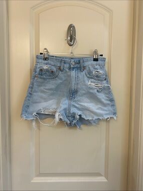 American Eagle Light Wash Distressed Denim Shorts
